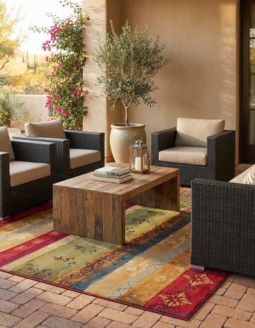 7' 10 x 7' 10 Easy-Clean Modern Indoor / Outdoor Square Rug