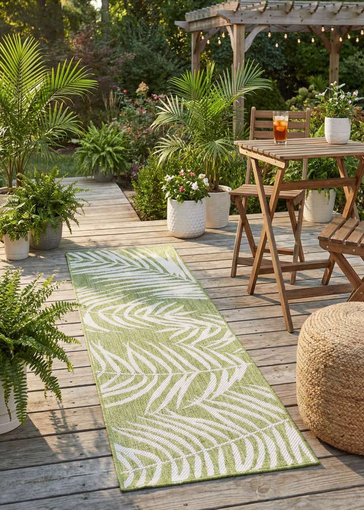 2' x 6' Easy-Clean Botanical Indoor / Outdoor Runner Rug