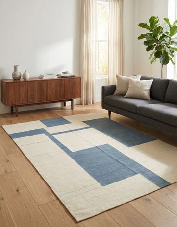 4' 3 x 5' 9 Hand Woven Kilim Modern Wool Rug