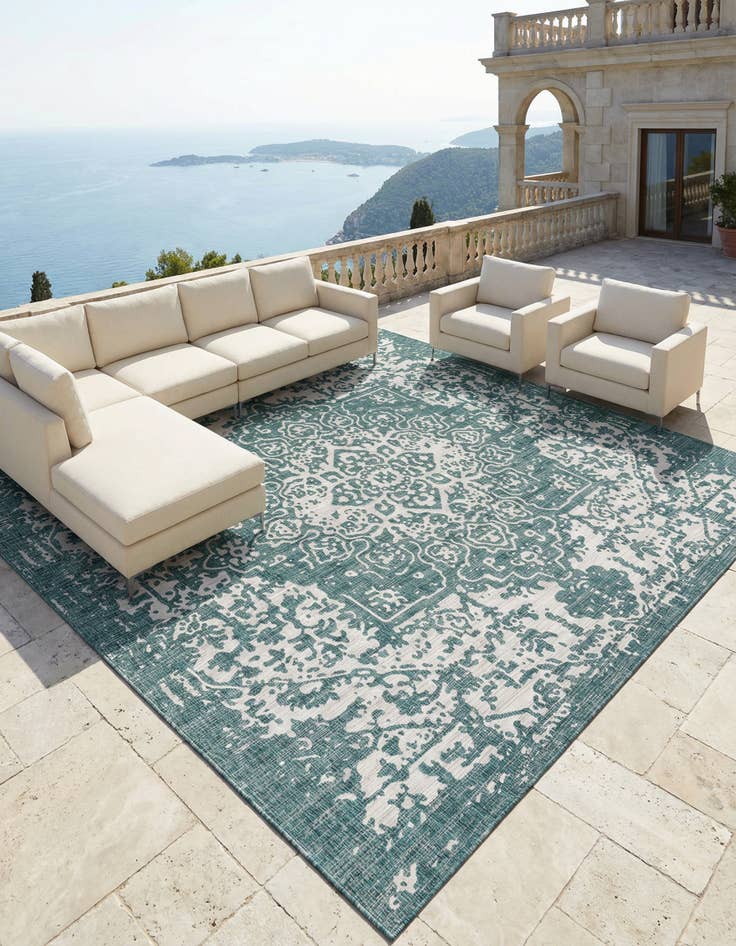 Detail image of 13' x 13'  Washable Jill Zarin Dubai Indoor / Outdoor Square Rug