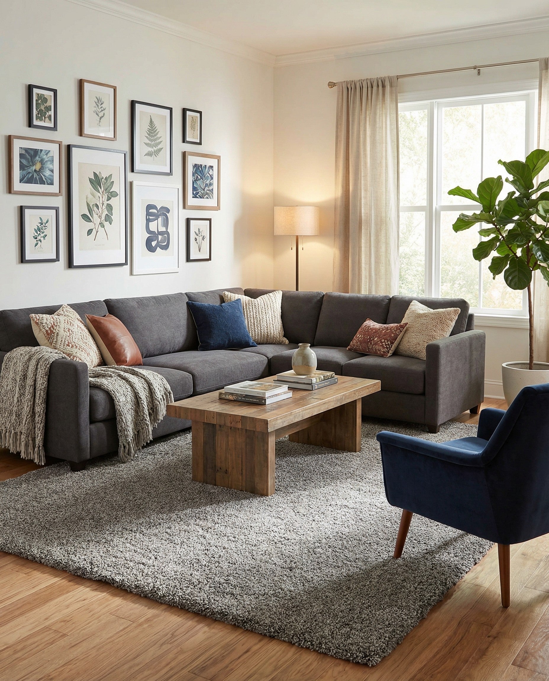 9' x 12' Solid Shag Rug