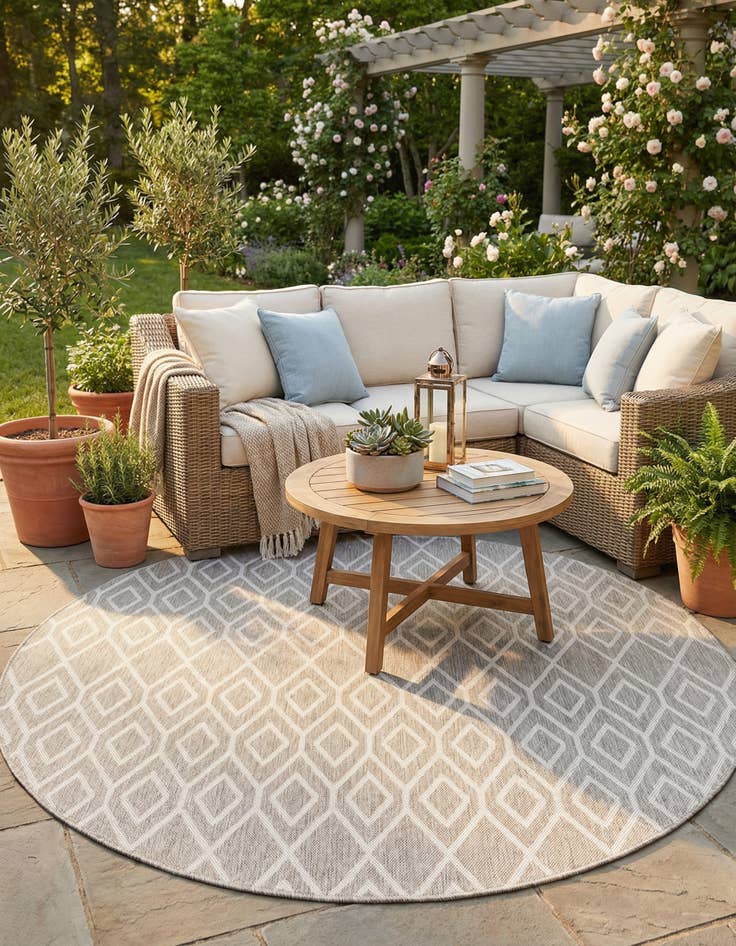 Detail image of 7' x 7' Washable Jill Zarin Turks and Caicos Indoor / Outdoor Round Rug