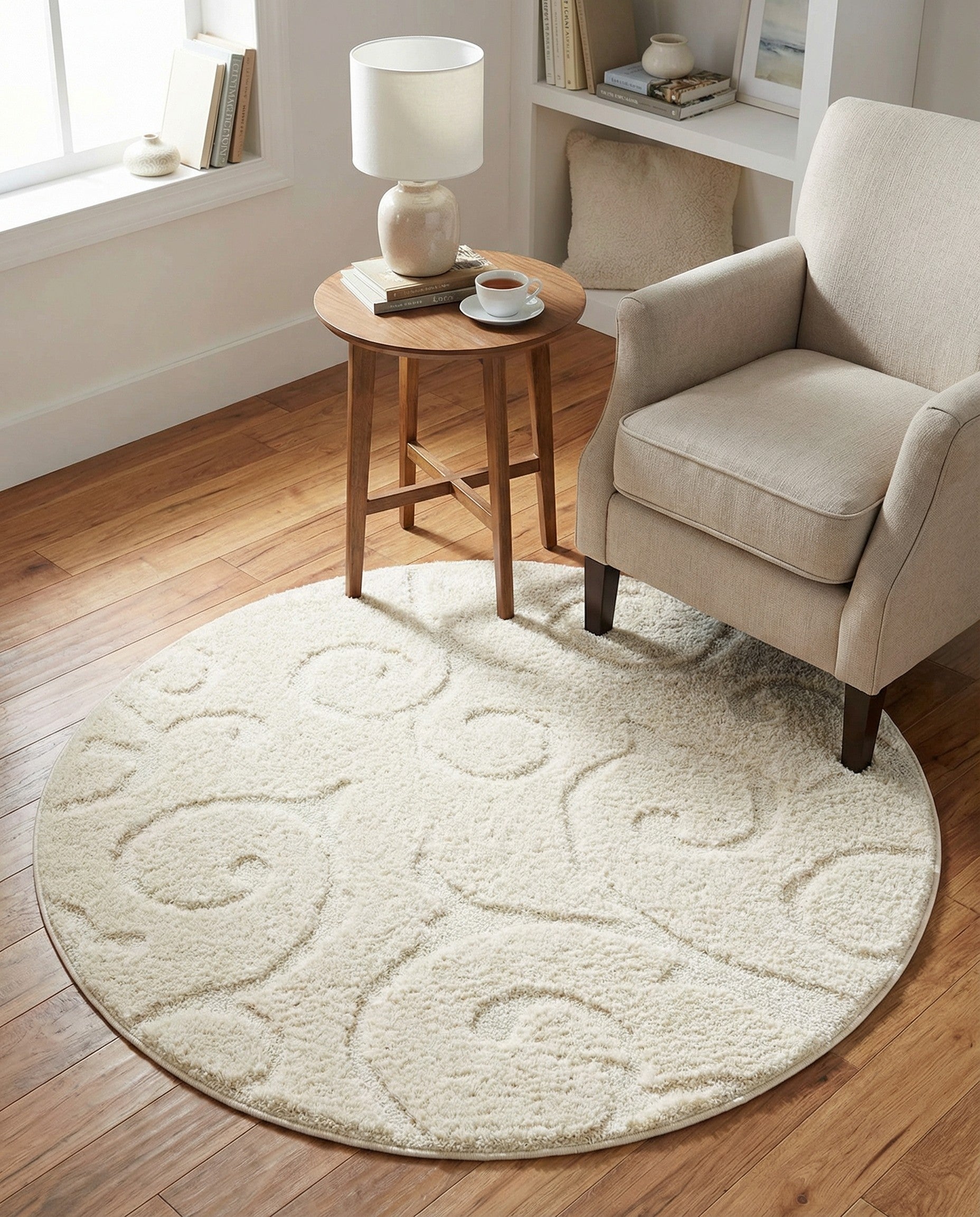4' x 4' Floral Shag Round Rug