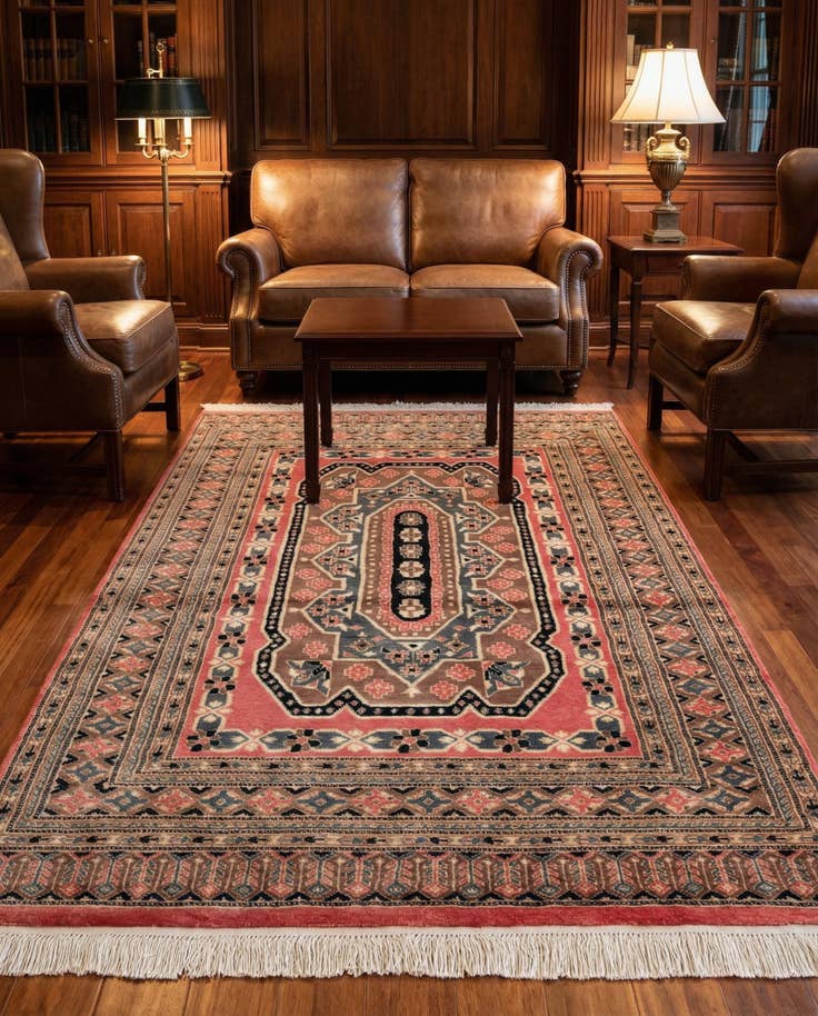 Detail image of 4' 1 x 6' Hand Knotted Bokhara Oriental Rug