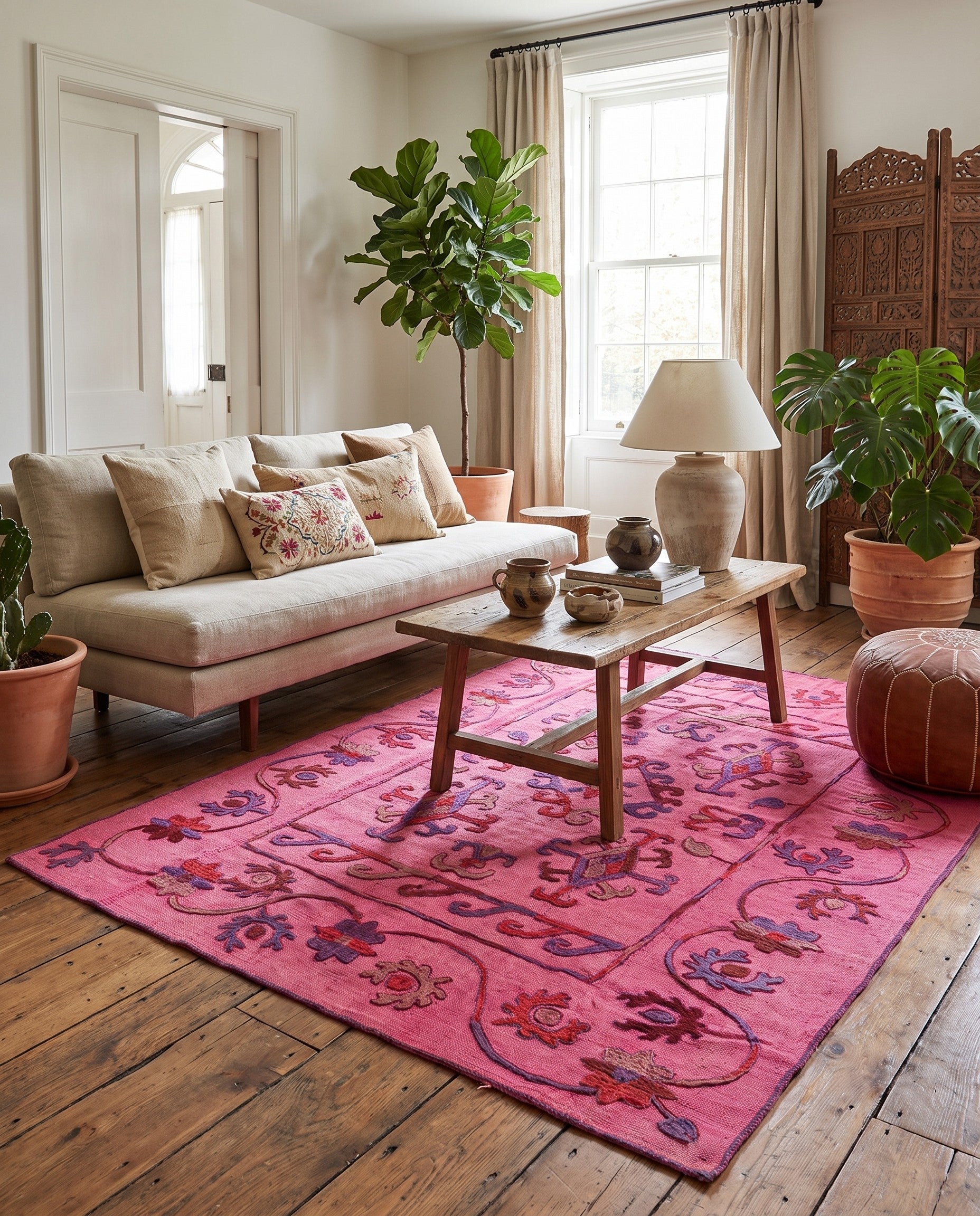 5' x 6' 7 Hand Woven Kilim Suzani Wool Rug