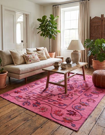 5' x 6' 7 Hand Woven Kilim Suzani Wool Rug