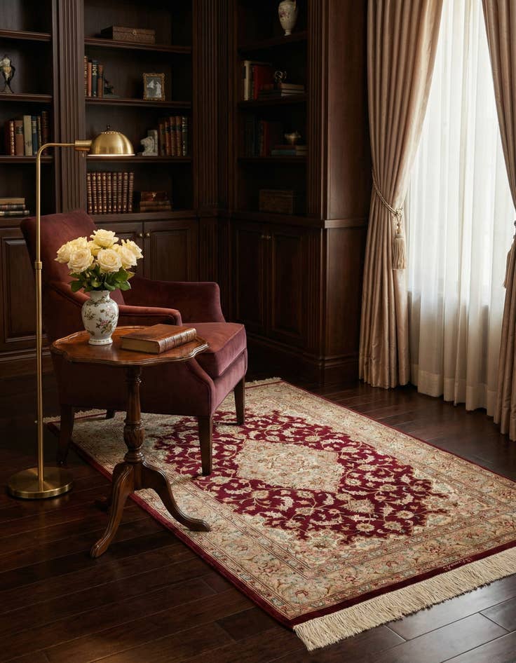 Detail image of 2' 8 x 4' Ghom Silk Rug