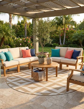 7' x 7' Easy-Clean Jill Zarin Indoor / Outdoor Round Rug