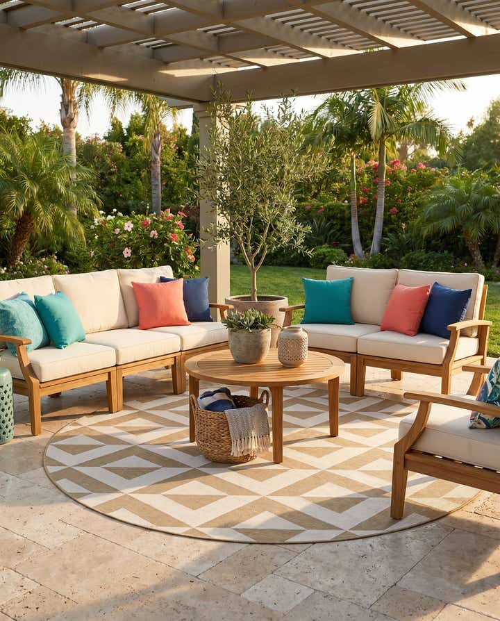 7' x 7' Easy-Clean Jill Zarin Indoor / Outdoor Round Rug