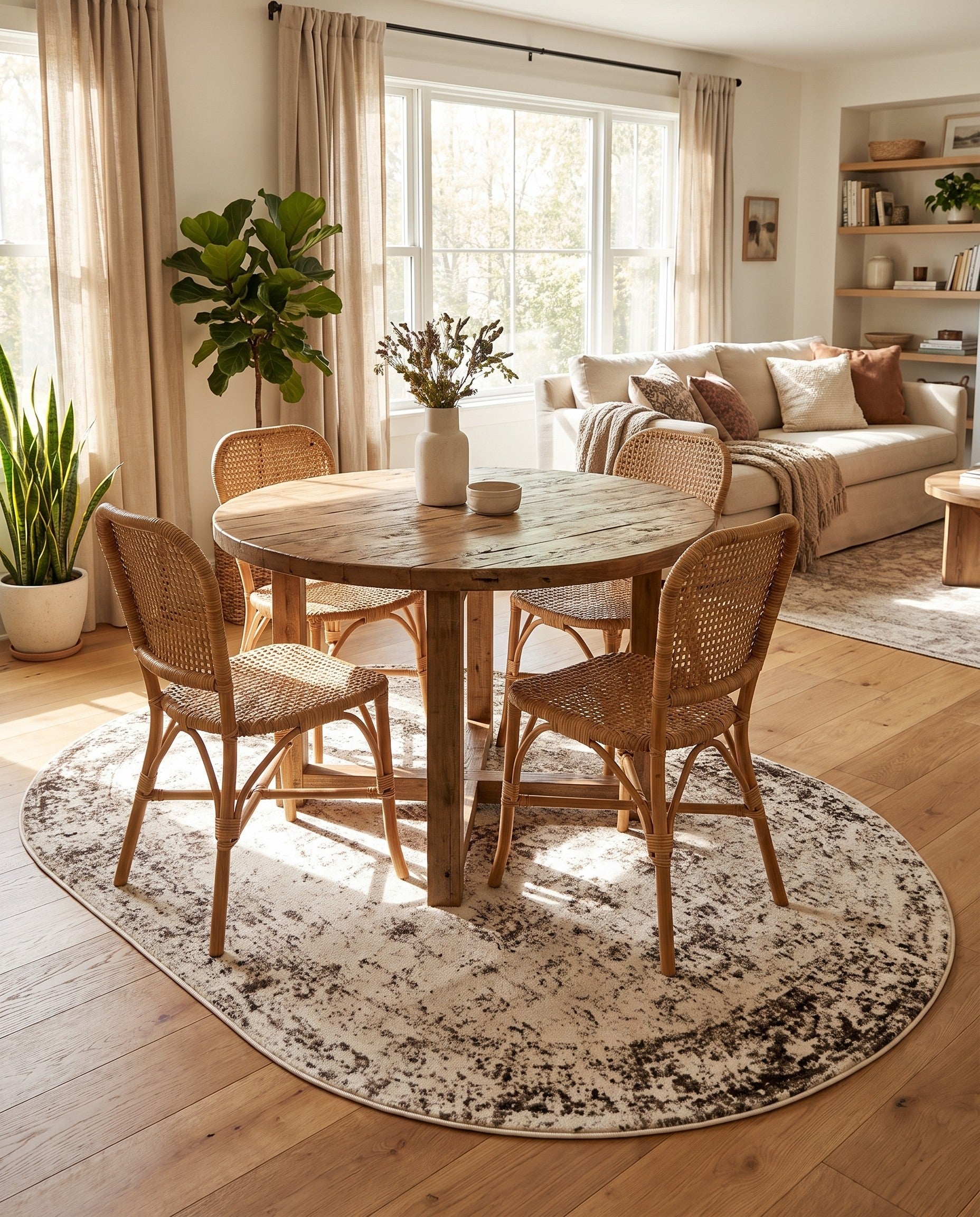 Beige Monte Carlo Oval Rug