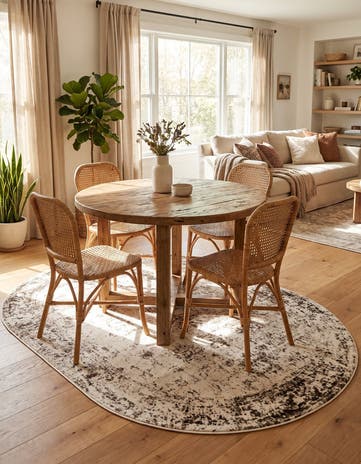 Beige Monte Carlo Oval Rug