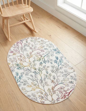 Ivory Blossom Oval Rug