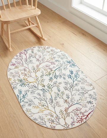Ivory Blossom Oval Rug