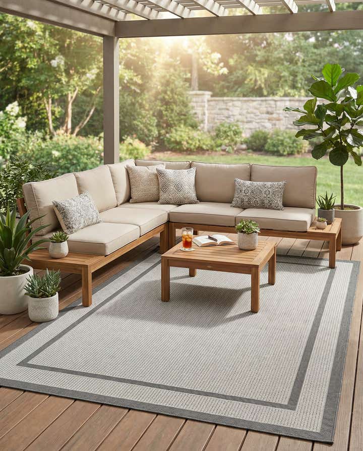 5' 3 x 8' Easy-Clean Border Indoor / Outdoor Rug