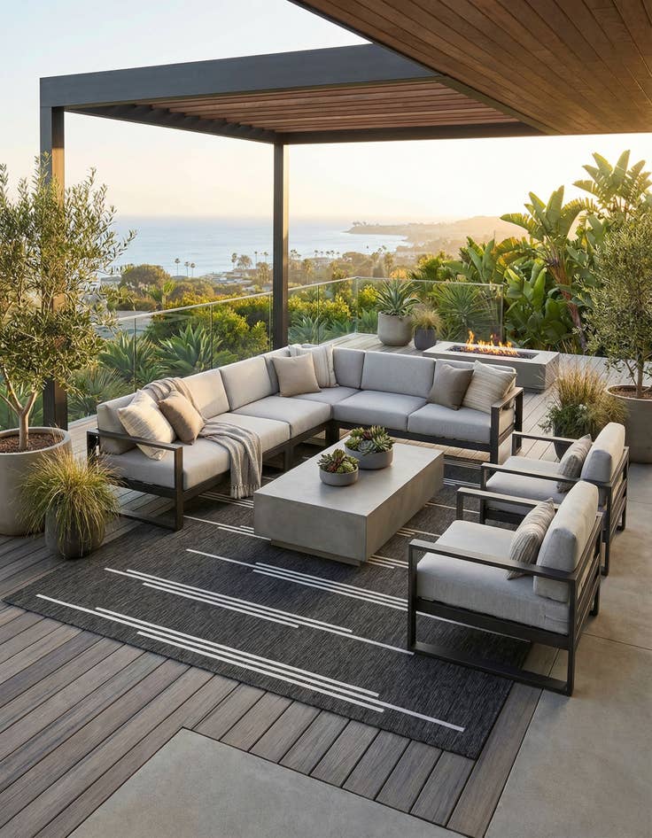 Detail image of 10' x 10'  Washable Modern Indoor / Outdoor Square Rug