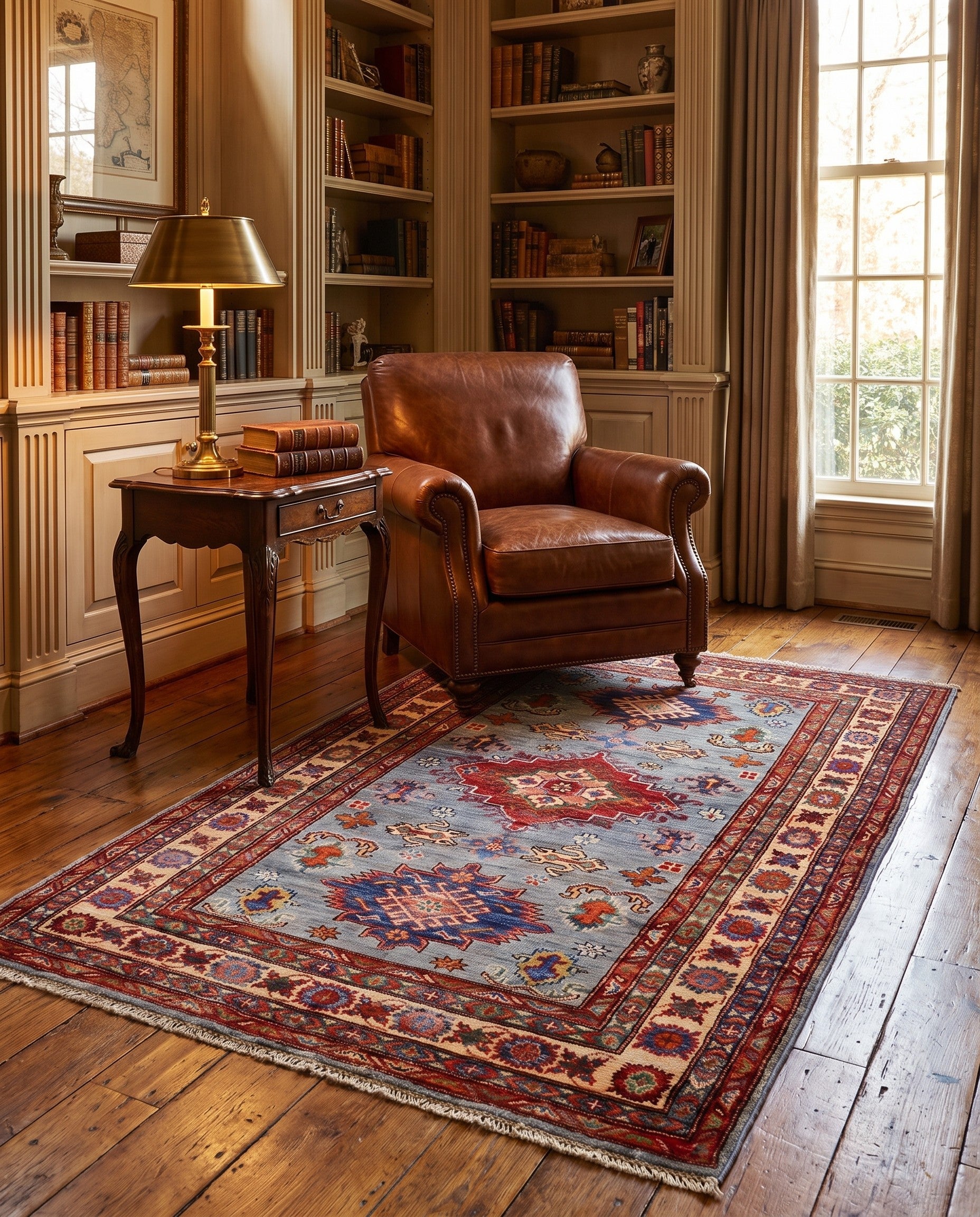 3' 4 x 4' 11 Hand Knotted Kazak Rug