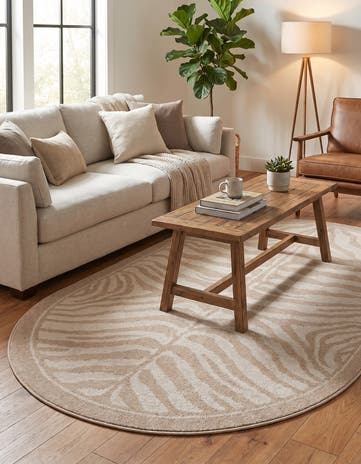 Beige and Ivory Savannah Oval Rug