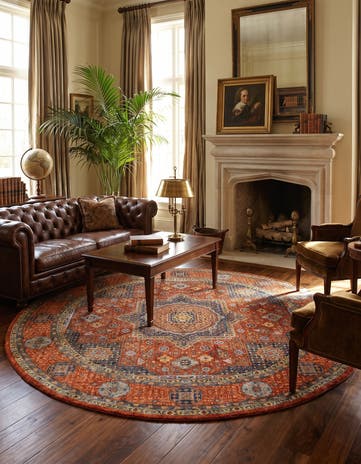 8' x 8' 2 Hand Knotted Mamluk Ziegler Round Rug