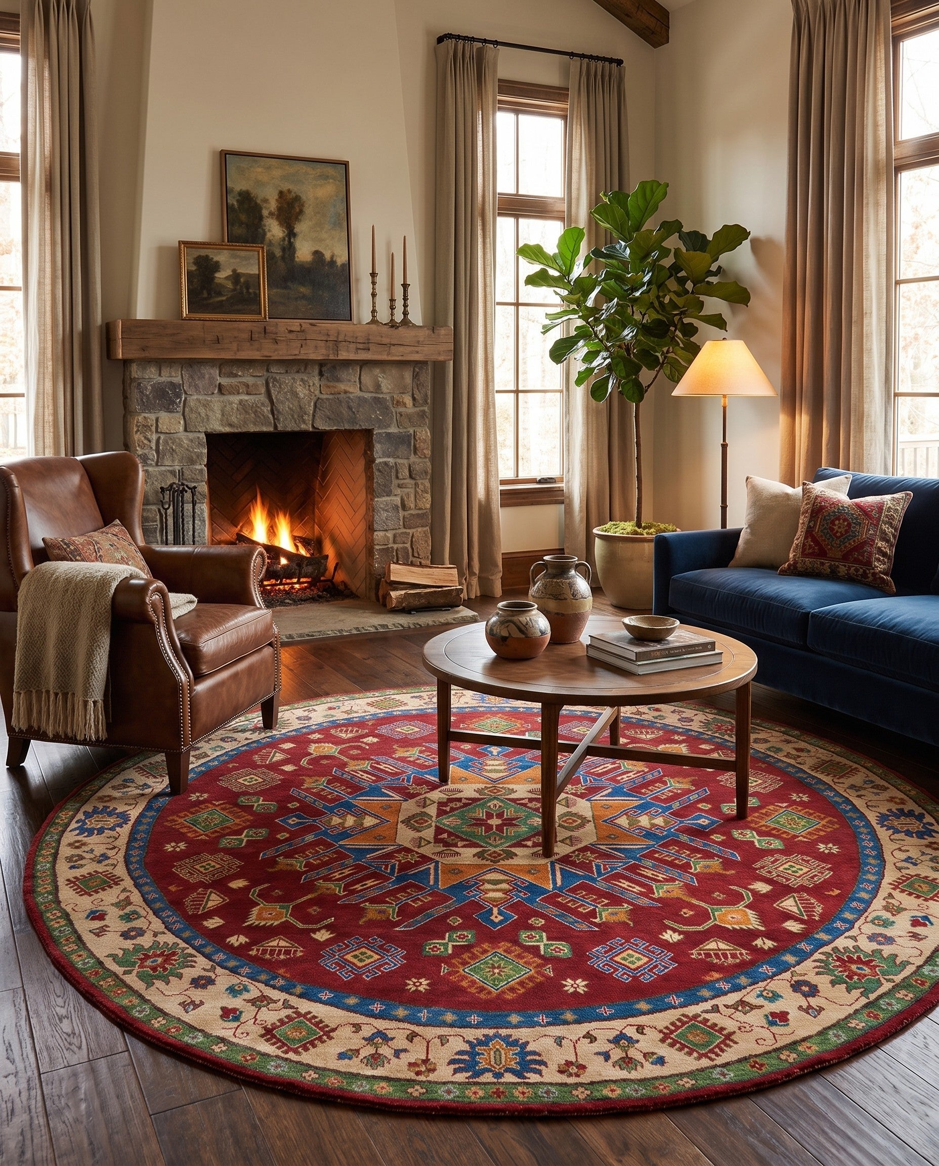 8' 1 x 8' 1 Hand Knotted Kazak Round Rug