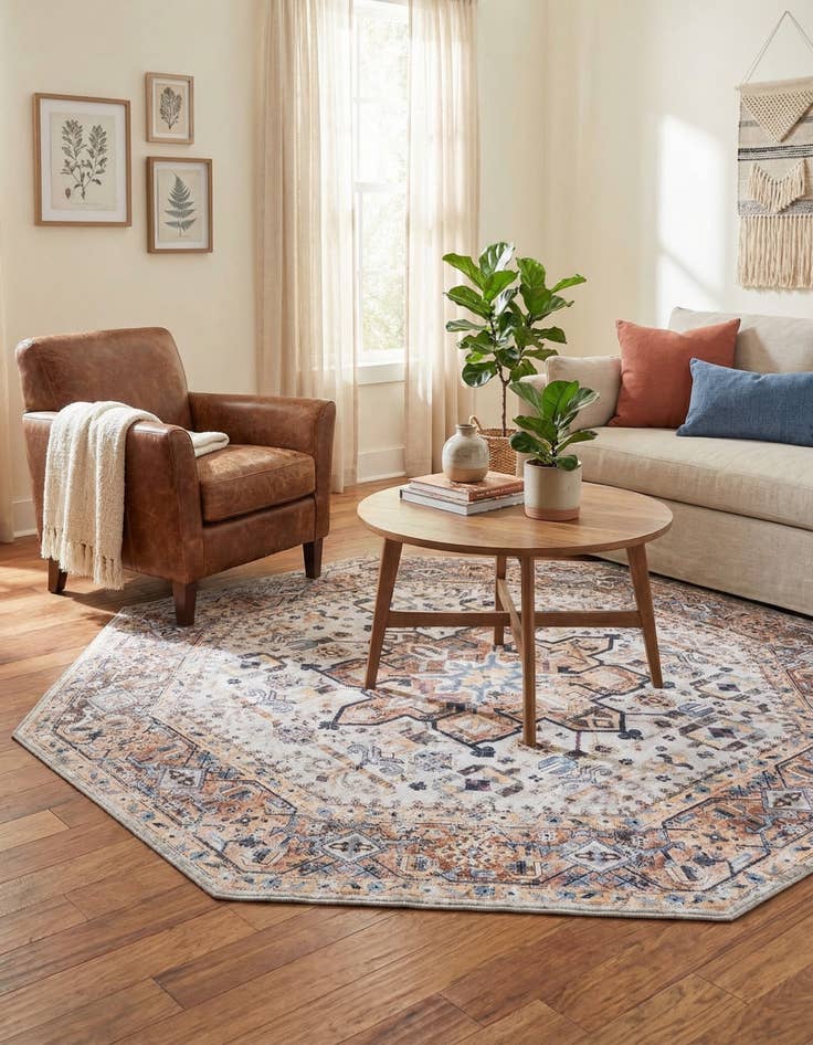 Detail image of 7' 1 x 7' 1 Washable Yara Octagon Rug