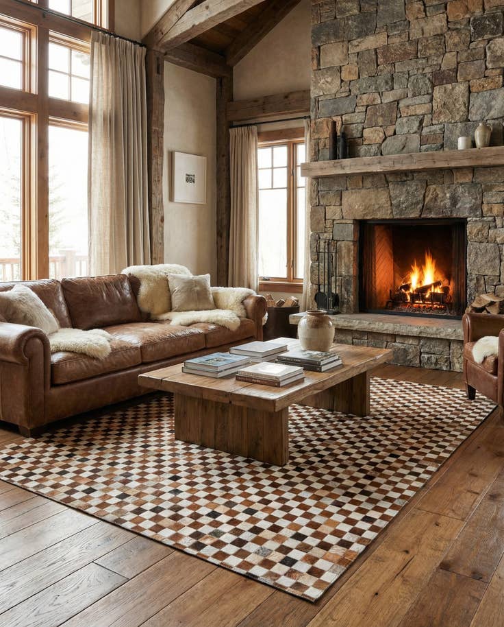 Detail image of 5' 2 x 8' Cowhide Stocks Rug