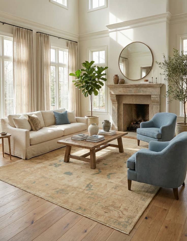 Detail image of 8' 1 x 9' 11 Hand Knotted Oushak Wool Rug