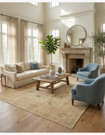 8' 1 x 9' 11 Hand Knotted Oushak Wool Rug