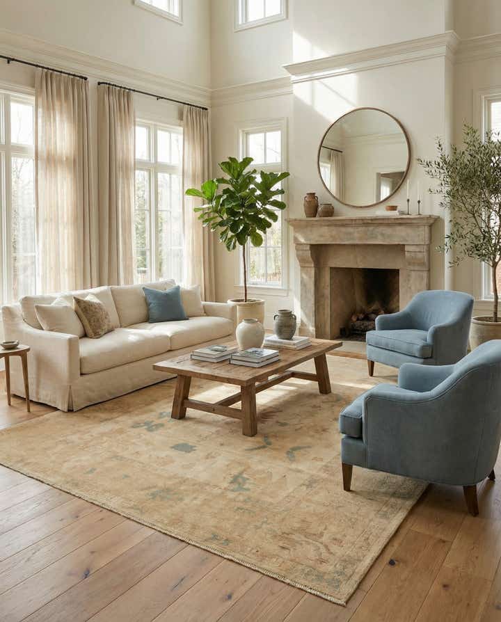 8' 1 x 9' 11 Hand Knotted Oushak Wool Rug