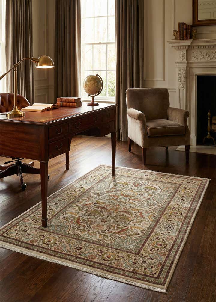 3' 4 x 5' 1 Hand Knotted Hereke Silk Rug