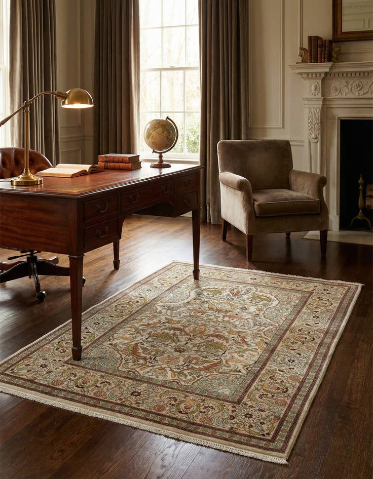 Detail image of 3' 4 x 5' 1 Hand Knotted Hereke Silk Rug