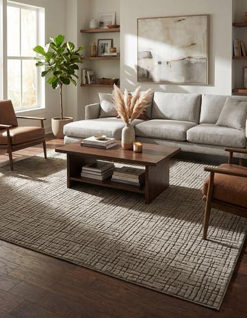 Vintage Army Green Textura Designer Rug