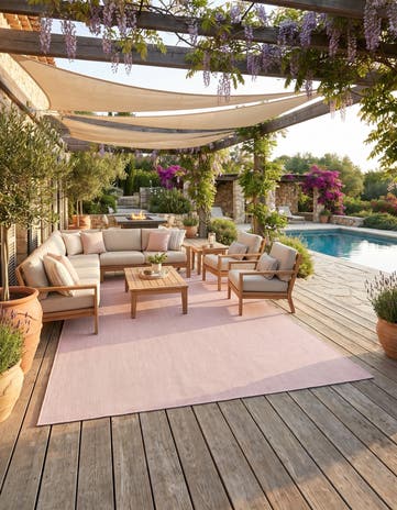 Whisper Pink Easy-Clean Solid Indoor / Outdoor Rug