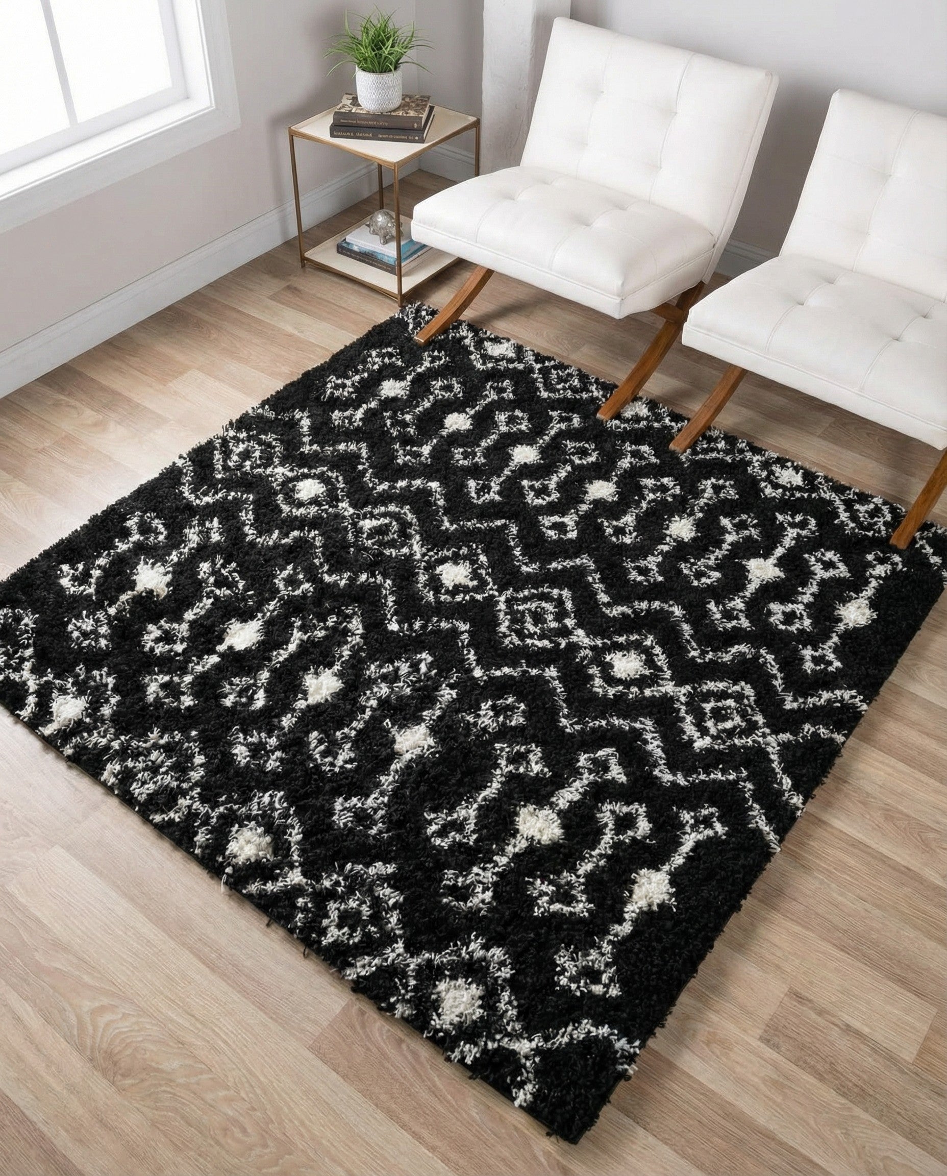 5' 3 x 5' 3 Moroccan Trellis Shag Square Rug