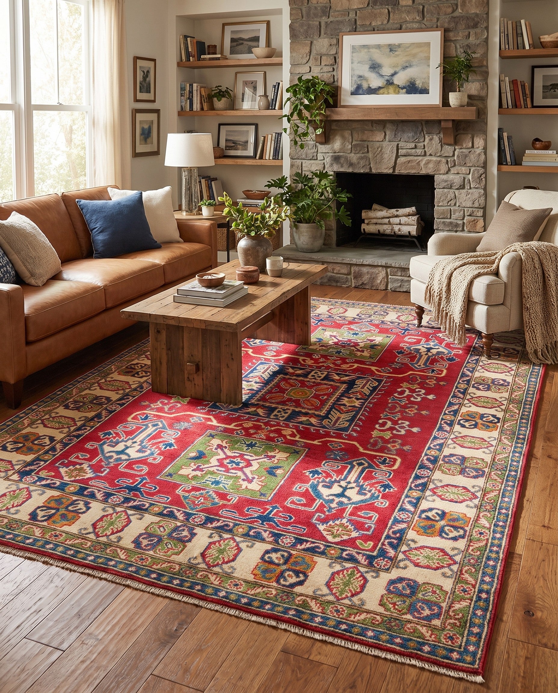 5' x 7' Hand Knotted Kazak Rug