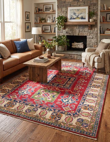 5' x 7' Hand Knotted Kazak Rug
