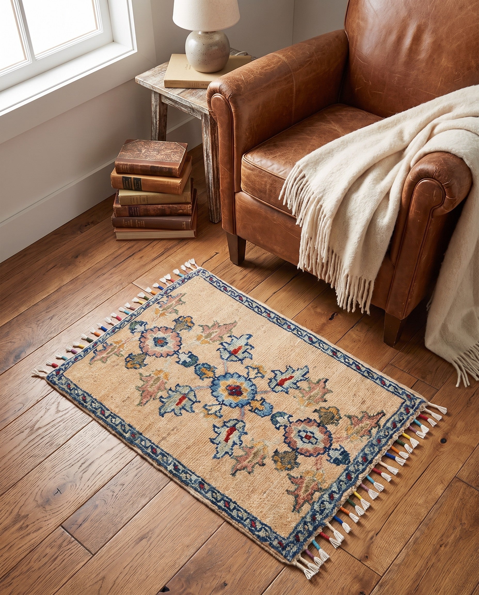 1' 4 x 2' Hand Knotted Ziegler Rug