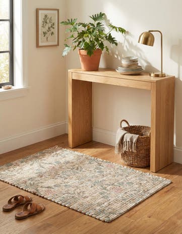 Ivory Hand Woven Chenille Jute Rug