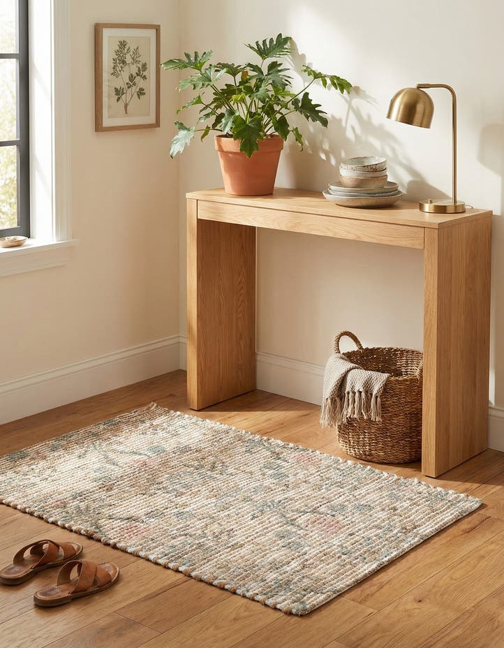 2' x 3' 1 Hand Woven Chenille Jute Rug