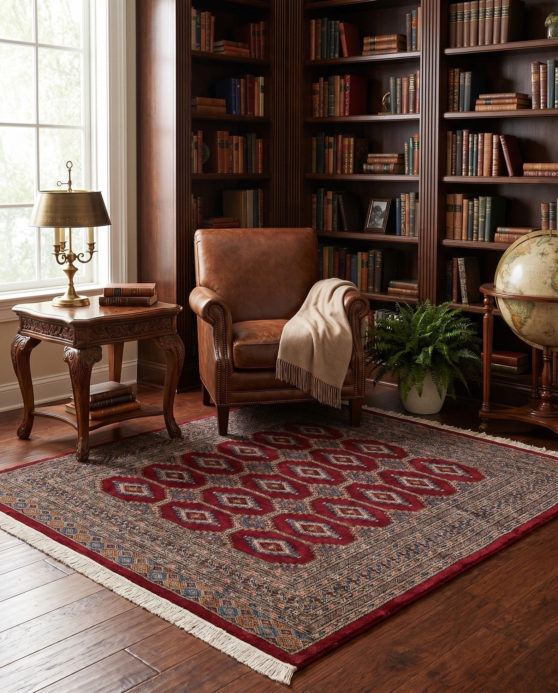 6' x 6' 2 Hand Knotted Bokhara Oriental Wool Square Rug