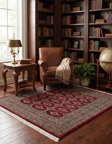 6' x 6' 2 Hand Knotted Bokhara Oriental Wool Square Rug