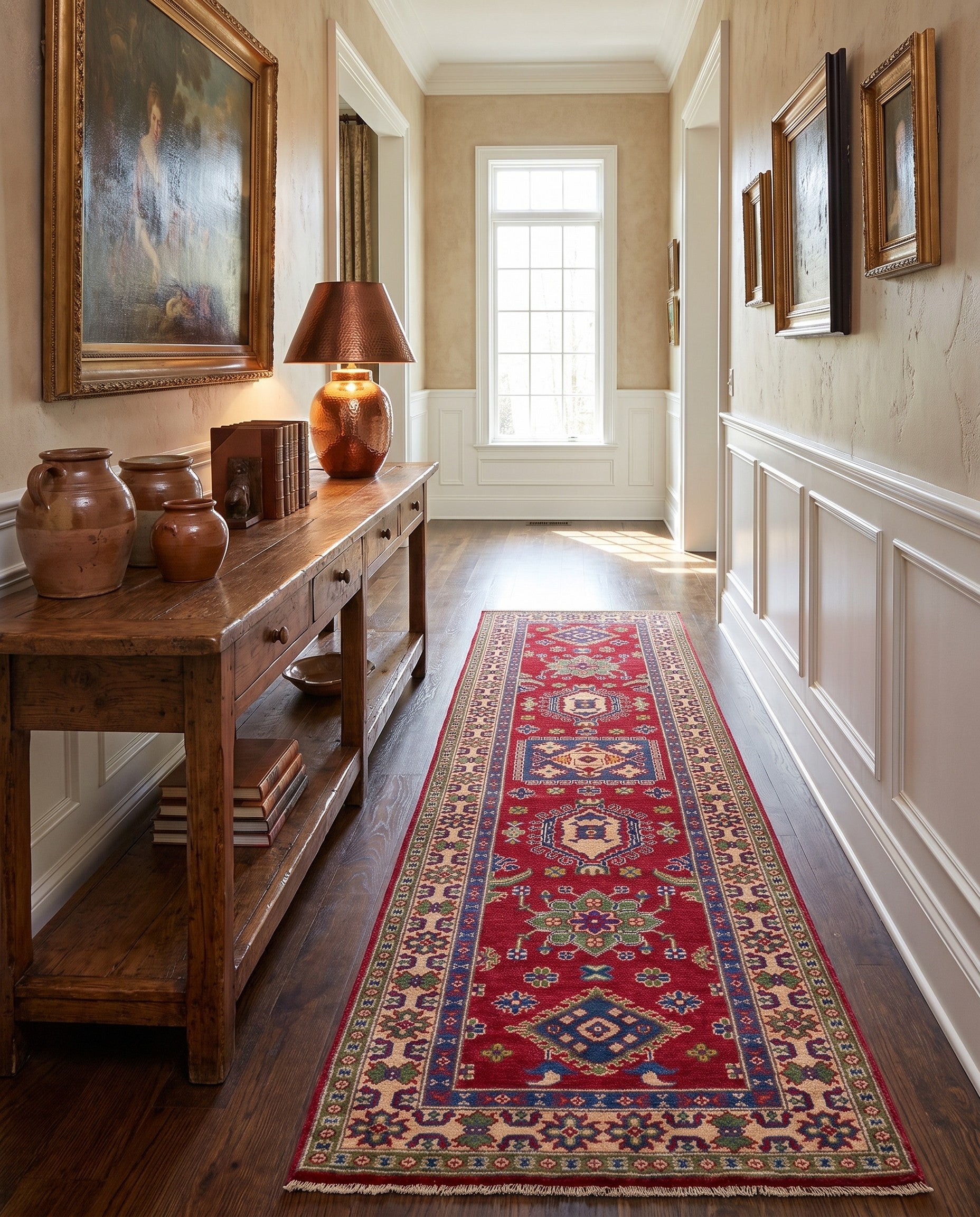 80cm x 300cm Hand Knotted Kazak Runner Rug