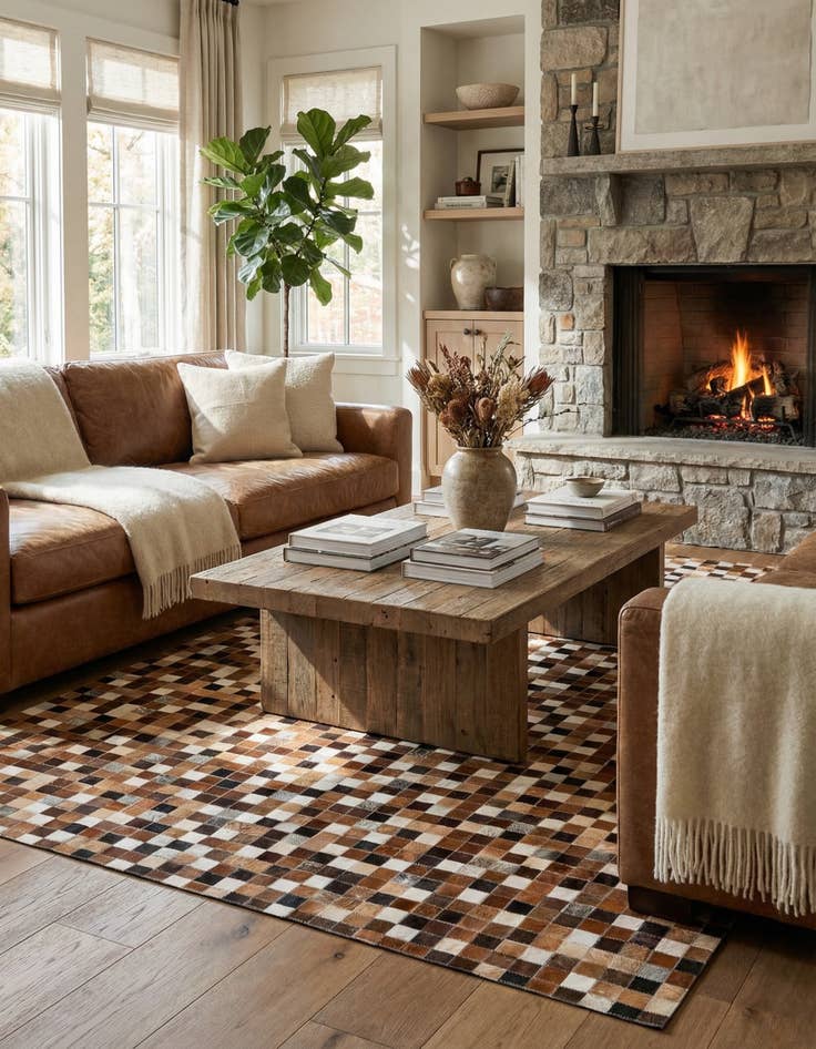 Detail image of 4' 9 x 6' 9 Cowhide Stocks Rug