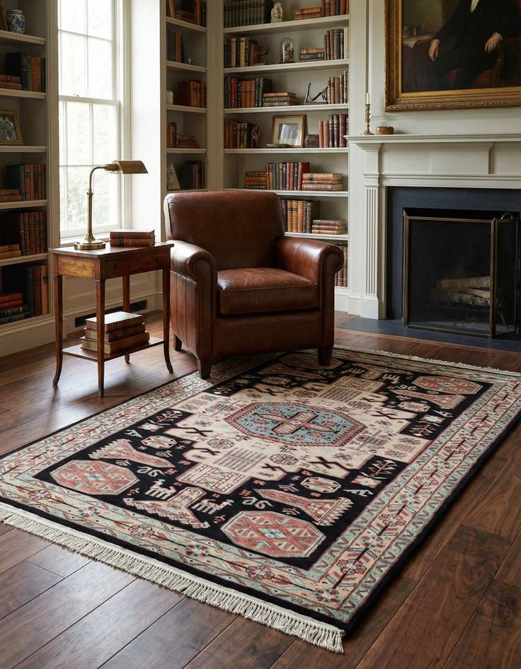 Detail image of 4' 4 x 6' 2 Hand Knotted Lahour Oriental Rug