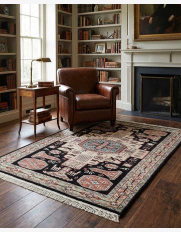 4' 4 x 6' 2 Hand Knotted Lahour Oriental Rug