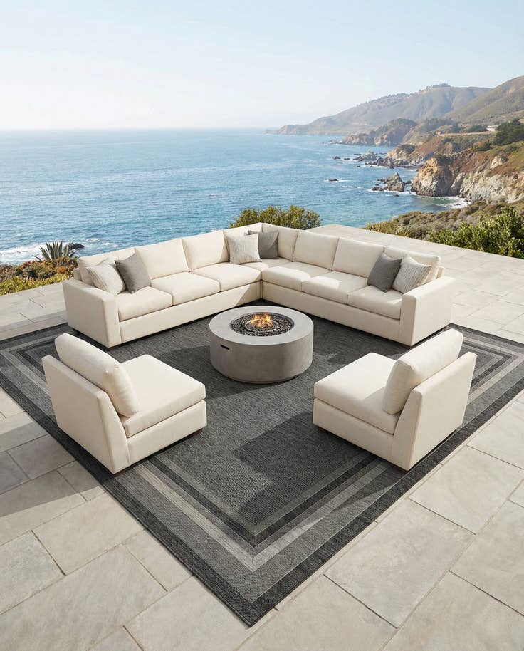 Detail image of 13' x 13' Easy-Clean Border Indoor / Outdoor Square Rug