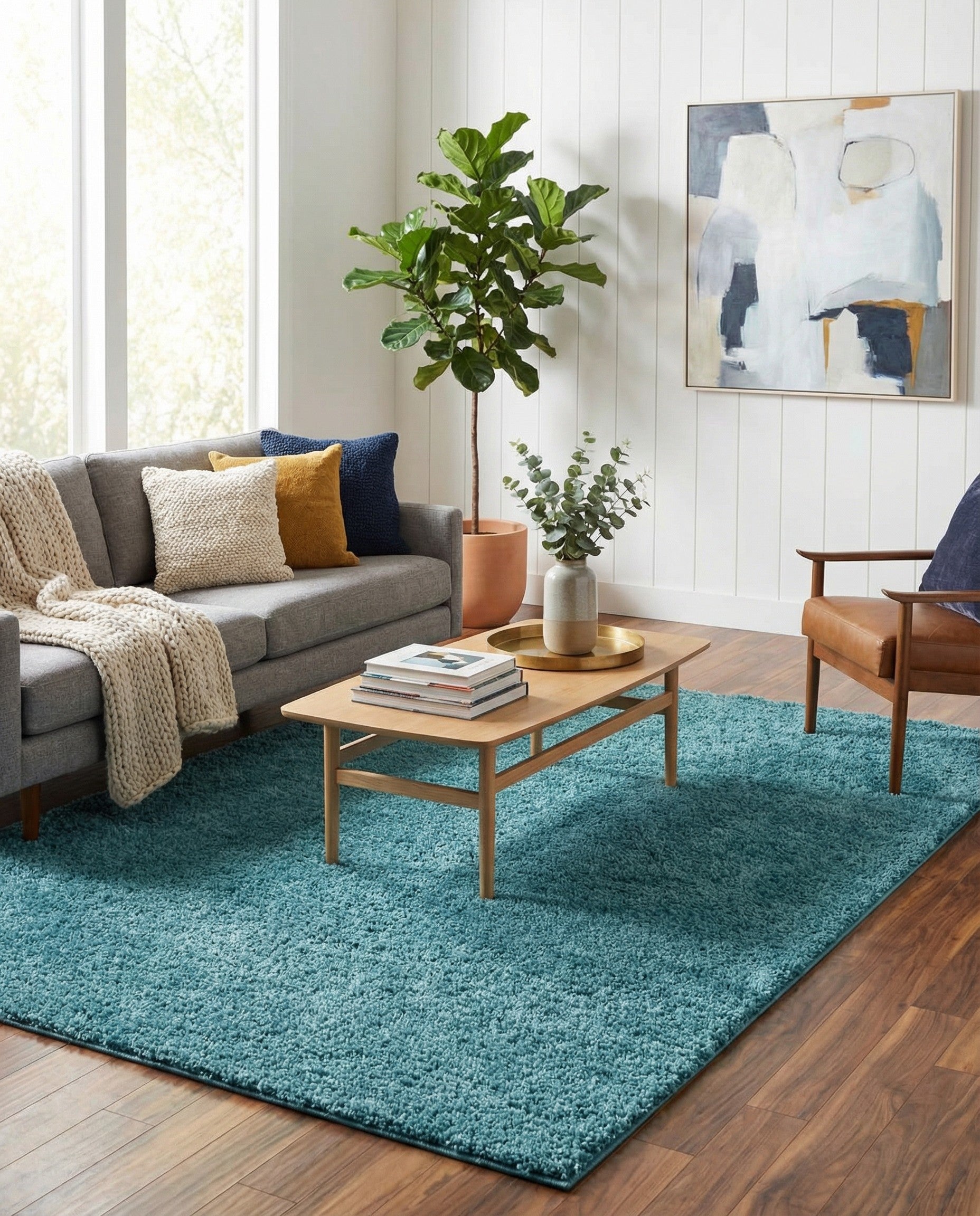 7' x 10' Soft Solid Shag Rug