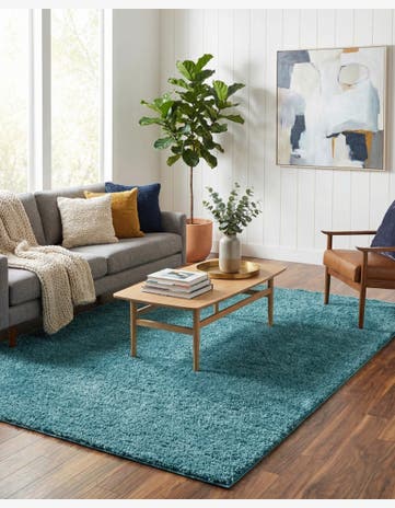 Turquoise Soft Solid Shag Rug