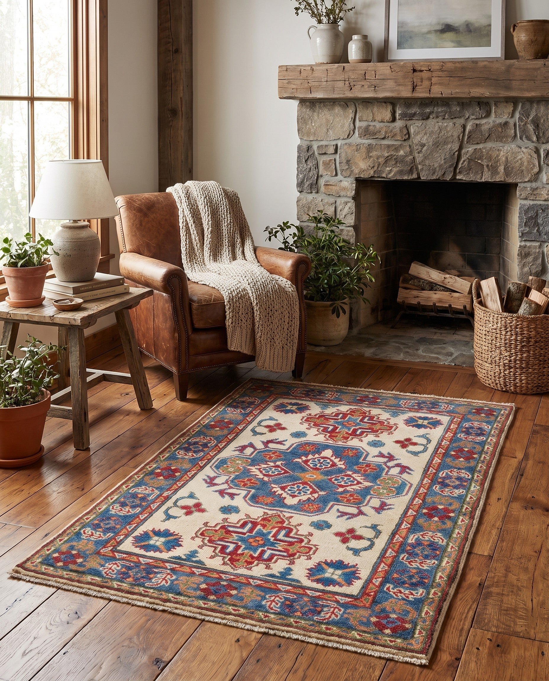 2' 7 x 4' 4 Hand Knotted Kazak Rug