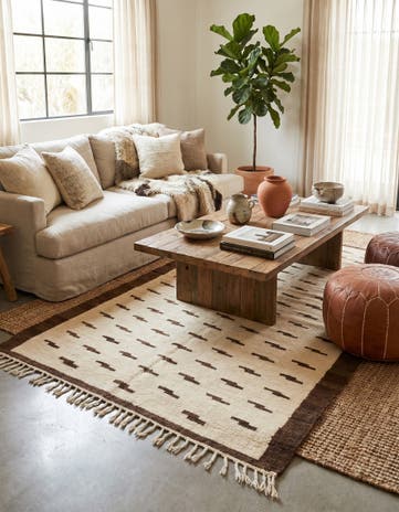 4' 9 x 5' 7 Hand Knotted Moroccan Wool Square Rug