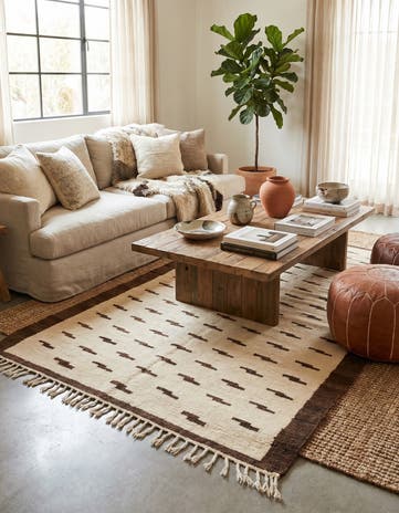 4' 9 x 5' 7 Hand Knotted Moroccan Wool Square Rug